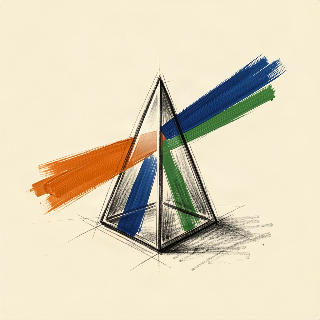 A prism splitting a light beam into separate colors